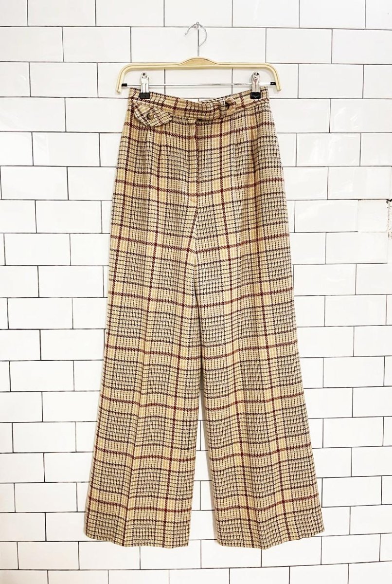 vintage 70s bronson of california wool tweed pleated wide leg trouser - good market thrift store