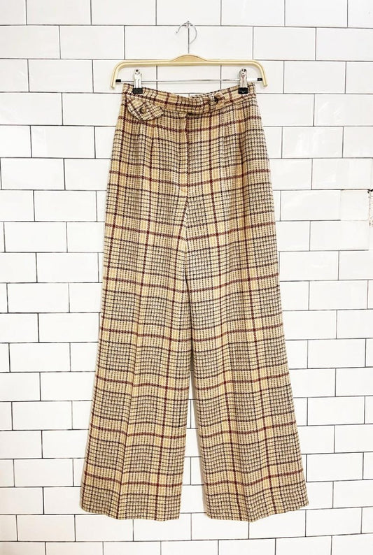 vintage 70s bronson of california wool tweed pleated wide leg trouser - good market thrift store