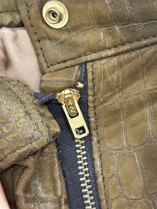 vintage 70s christian lauren lamb leather embossed pleated pants | paris new york | talon zipper - good market thrift store