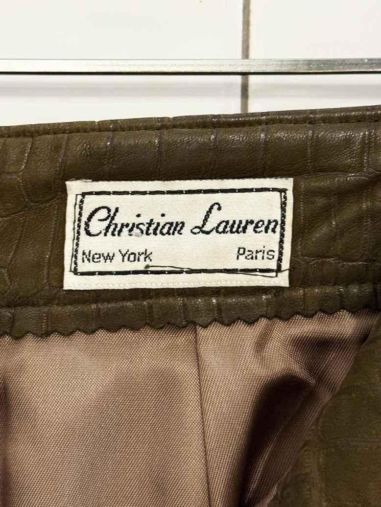 vintage 70s christian lauren lamb leather embossed pleated pants | paris new york | talon zipper - good market thrift store