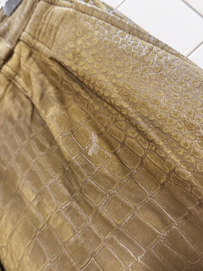 vintage 70s christian lauren lamb leather embossed pleated pants | paris new york | talon zipper - good market thrift store