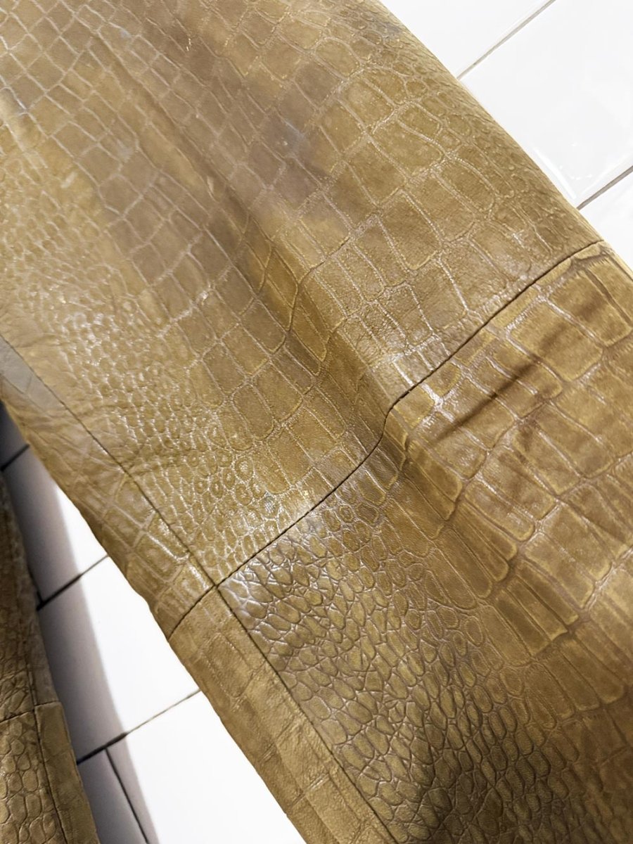 vintage 70s christian lauren lamb leather embossed pleated pants | paris new york | talon zipper - good market thrift store