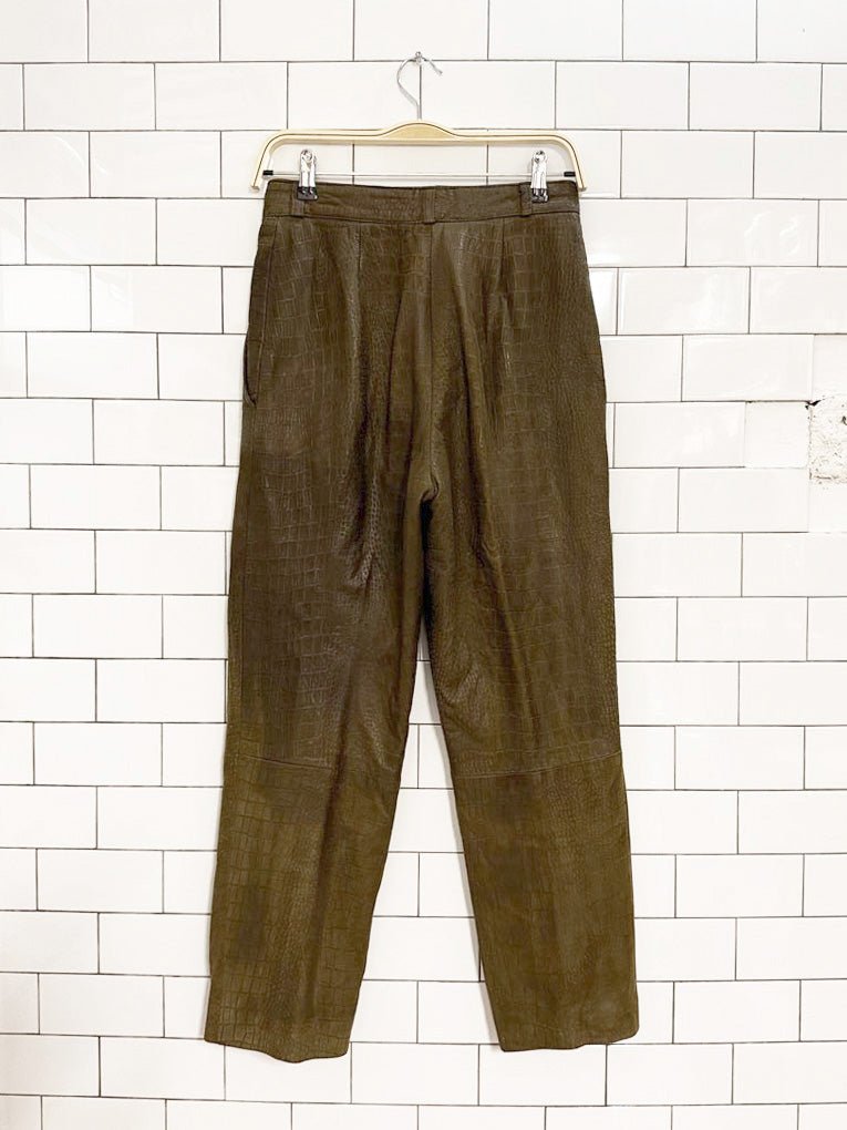 vintage 70s christian lauren lamb leather embossed pleated pants | paris new york | talon zipper - good market thrift store