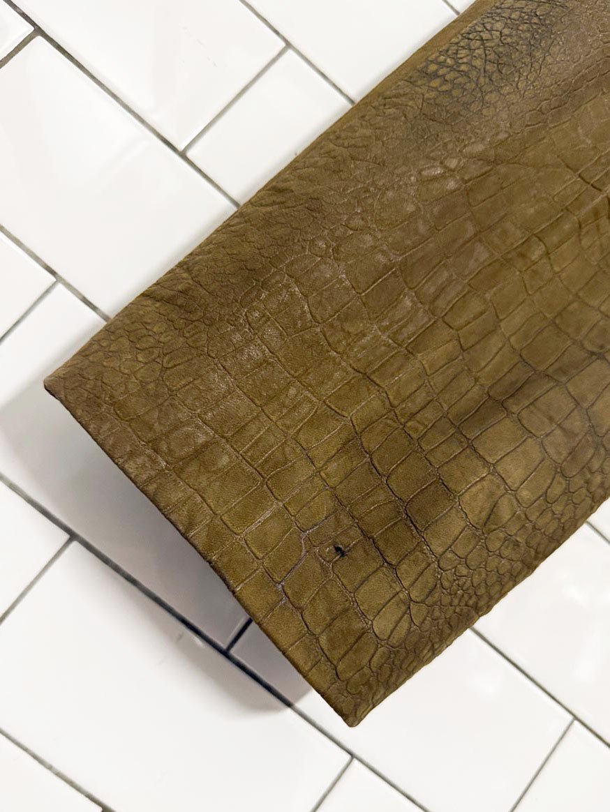 vintage 70s christian lauren lamb leather embossed pleated pants | paris new york | talon zipper - good market thrift store