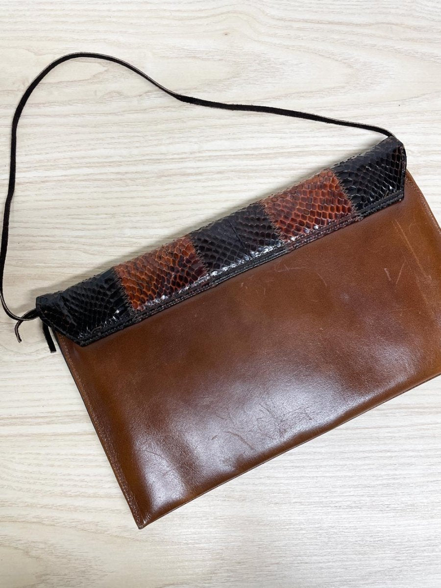 vintage 70s coret snakeskin leather studio 54 handbag clutch - good market thrift store