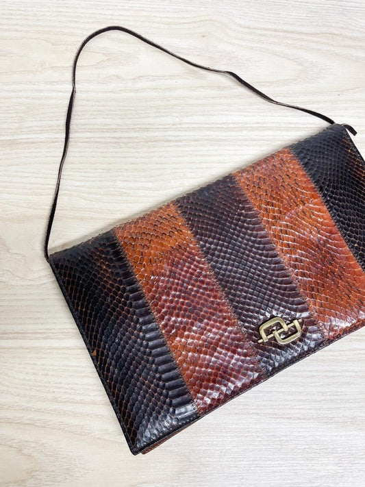 vintage 70s coret snakeskin leather studio 54 handbag clutch - good market thrift store