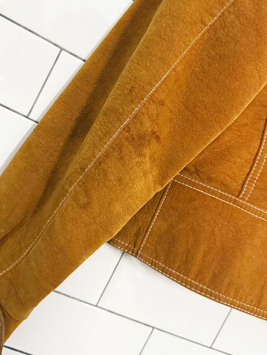 vintage 70s curly top faux suede velvet western cropped jacket - good market thrift store