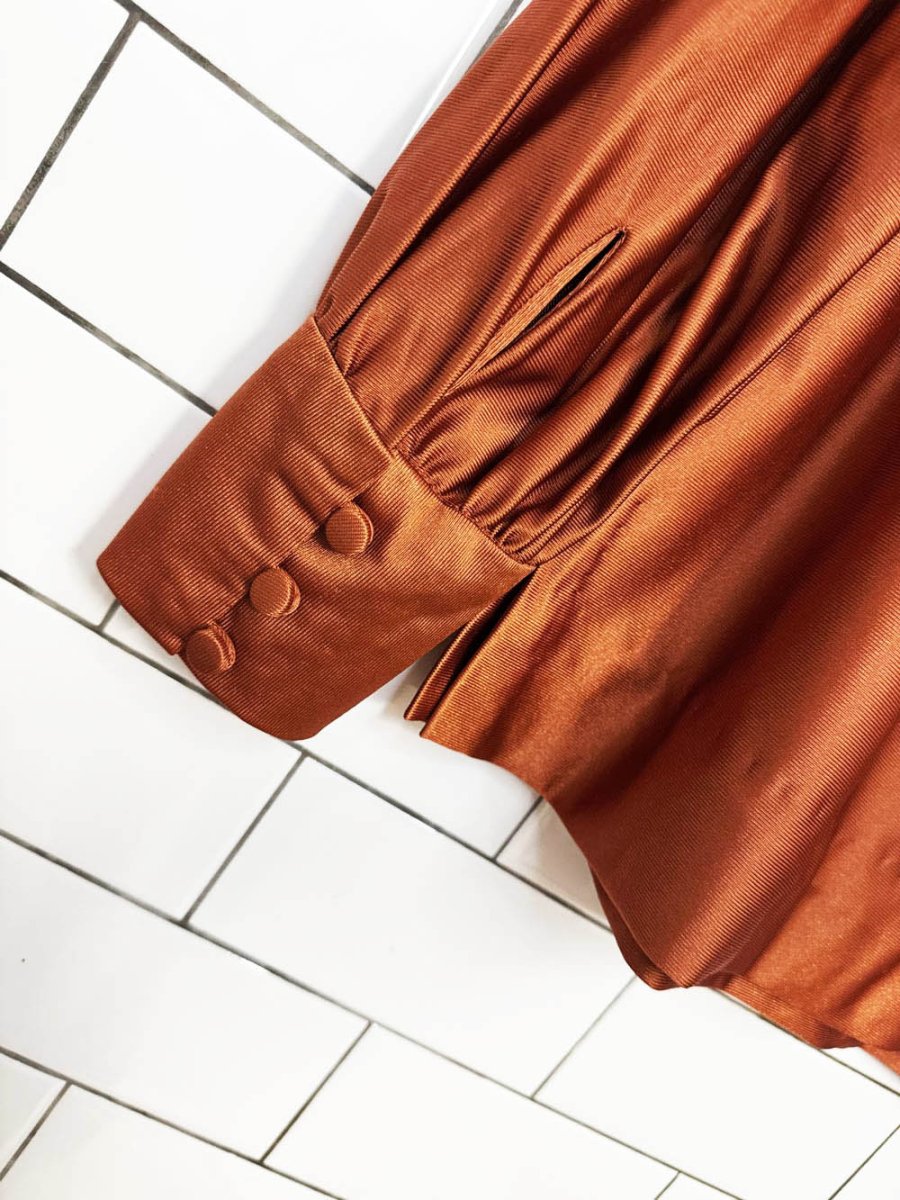 vintage 70s daggar collar poly-satin shirt - good market thrift store