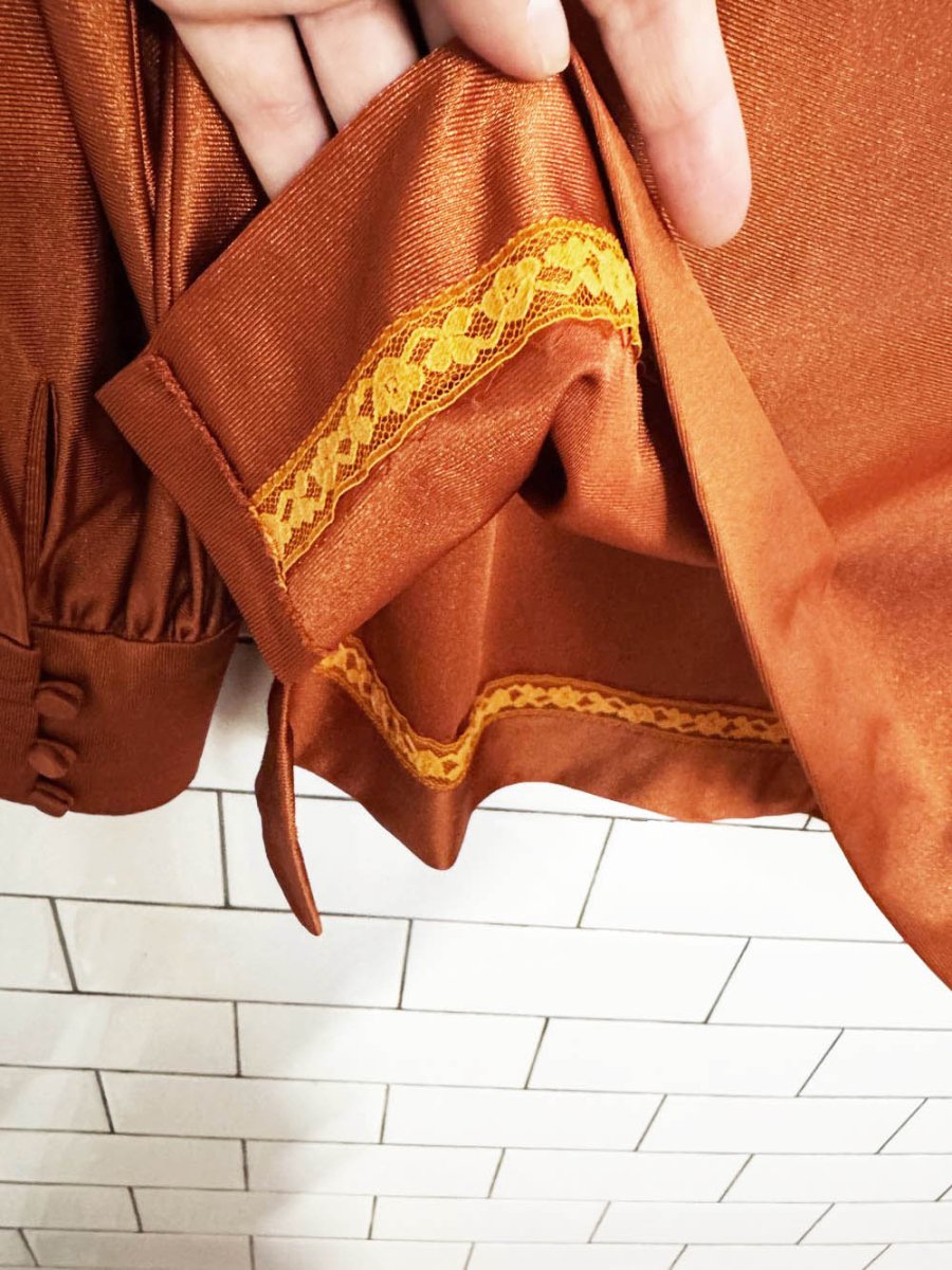 vintage 70s daggar collar poly-satin shirt - good market thrift store