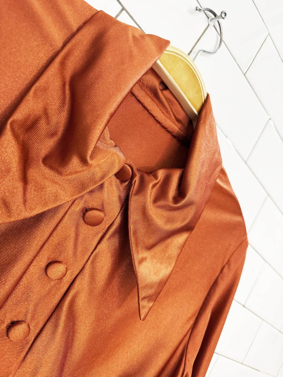 vintage 70s daggar collar poly-satin shirt - good market thrift store