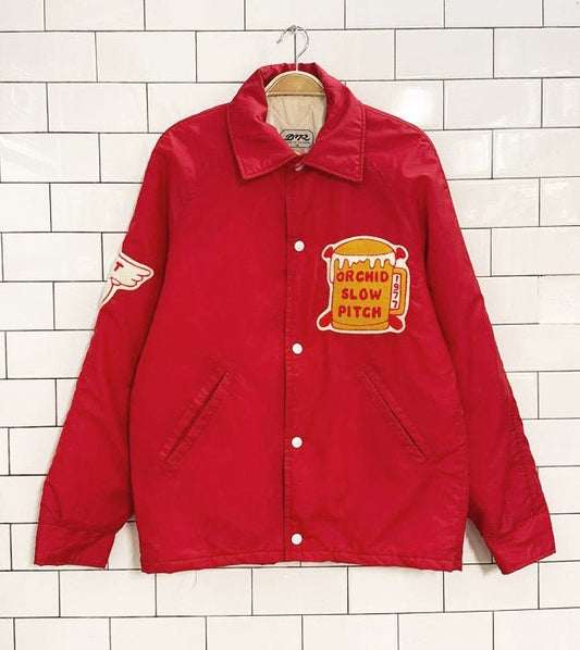 vintage 70s D&R orchid slow pitch baseball coaches jacket - good market thrift store