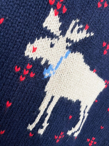 vintage 70s eagles eye 100% shetland wool hand - knit moose vest - good market thrift store