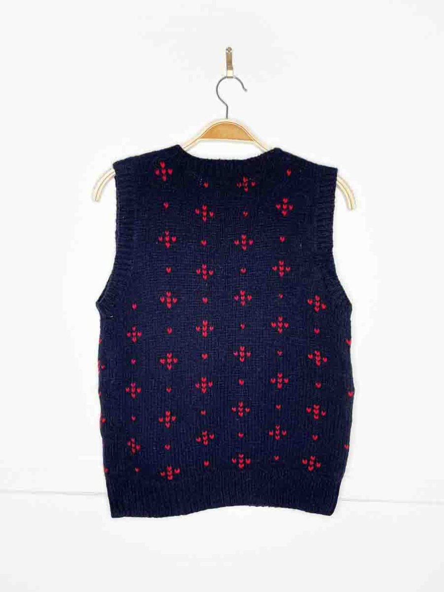 vintage 70s eagles eye 100% shetland wool hand - knit moose vest - good market thrift store