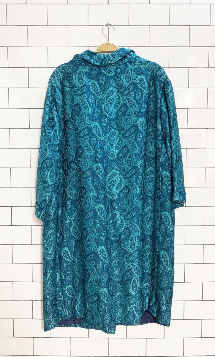 vintage 70s elysee jaquard paisley double breasted car coat - good market thrift store