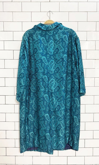 vintage 70s elysee jaquard paisley double breasted car coat - good market thrift store