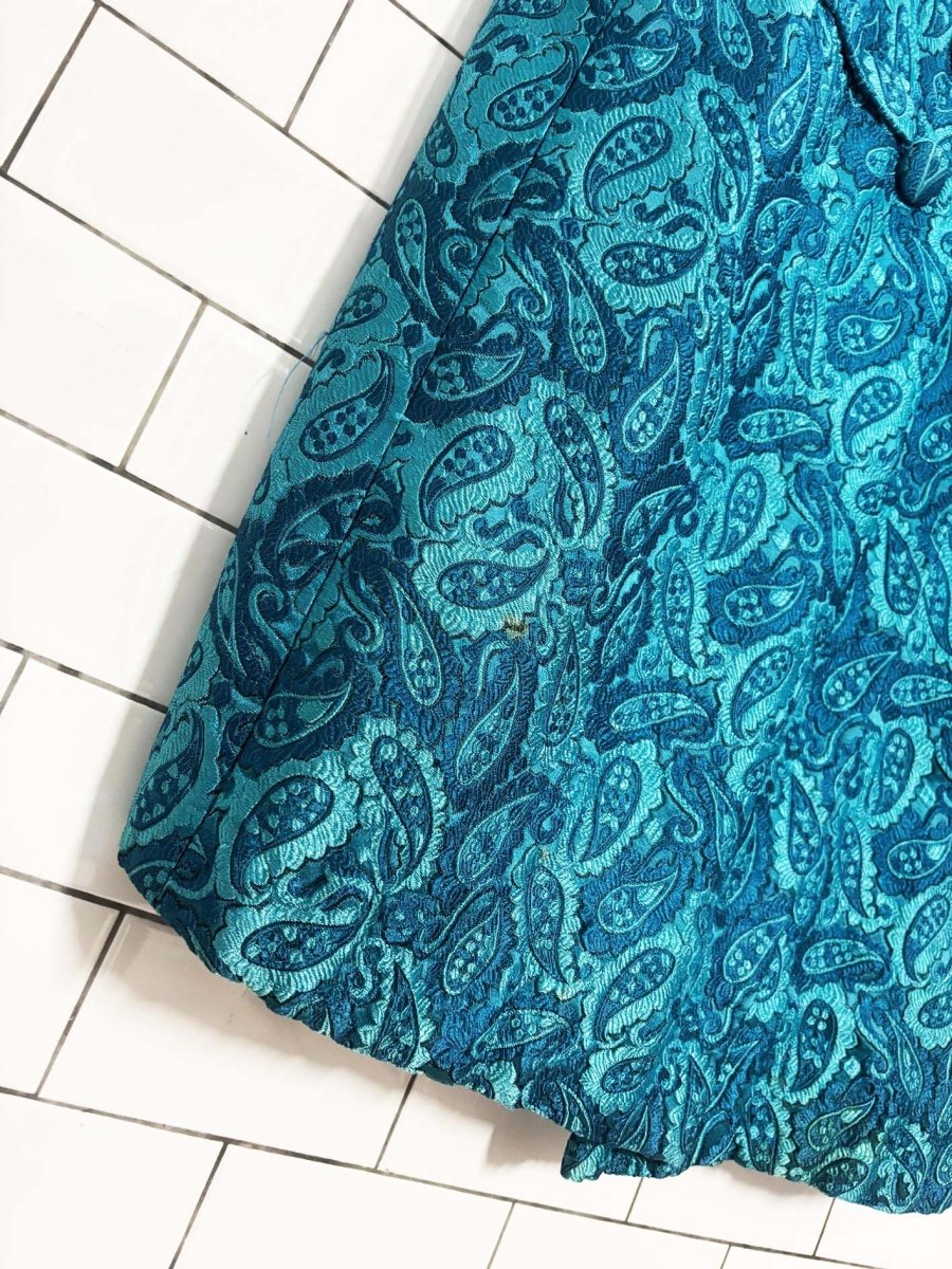 vintage 70s elysee jaquard paisley double breasted car coat - good market thrift store