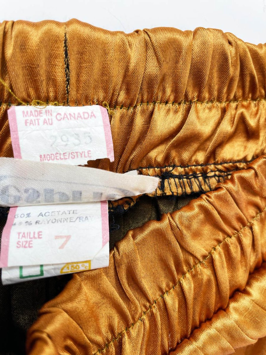 vintage 70s esprit gold satin pleated midi skirt - good market thrift store