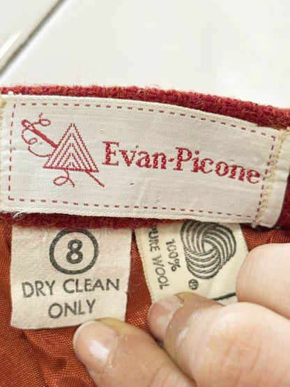 vintage 70s evan - picone 100% wool a - line midi skirt - good market thrift store