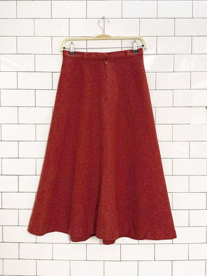 vintage 70s evan - picone 100% wool a - line midi skirt - good market thrift store