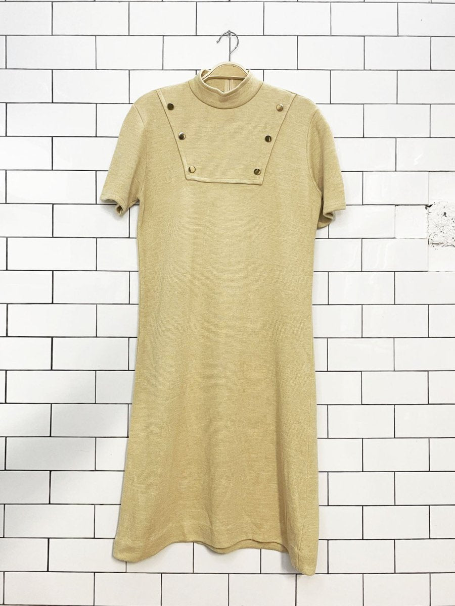 vintage 70s fine knits by roger wool mock neck midi dress - good market thrift store