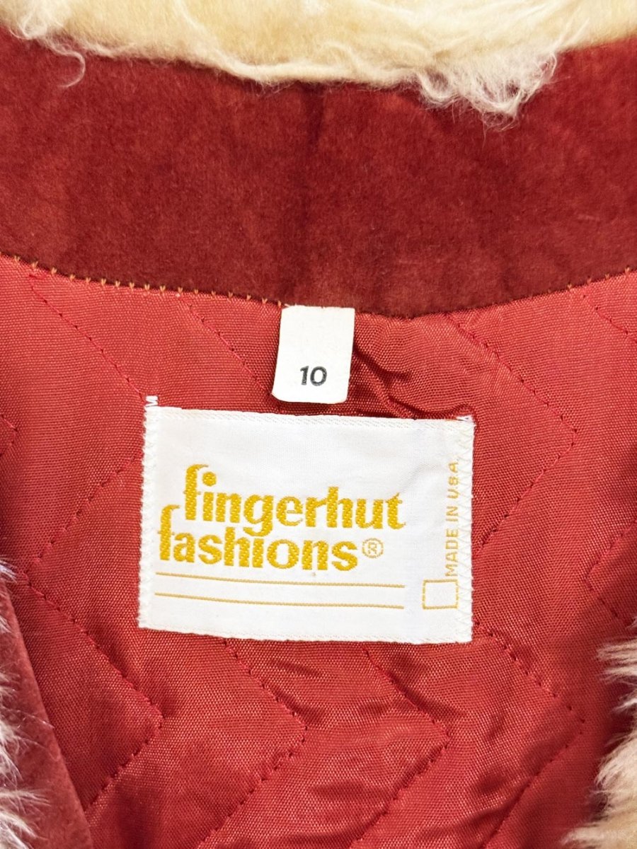 vintage 70s fingerhut fashion velvet penny lane coat | faux fur trim - good market thrift store