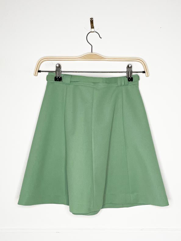 vintage 70s funwear belted a-line polyknit mini skirt - good market thrift store