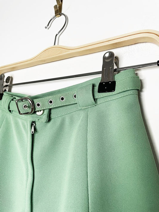 vintage 70s funwear belted a-line polyknit mini skirt - good market thrift store