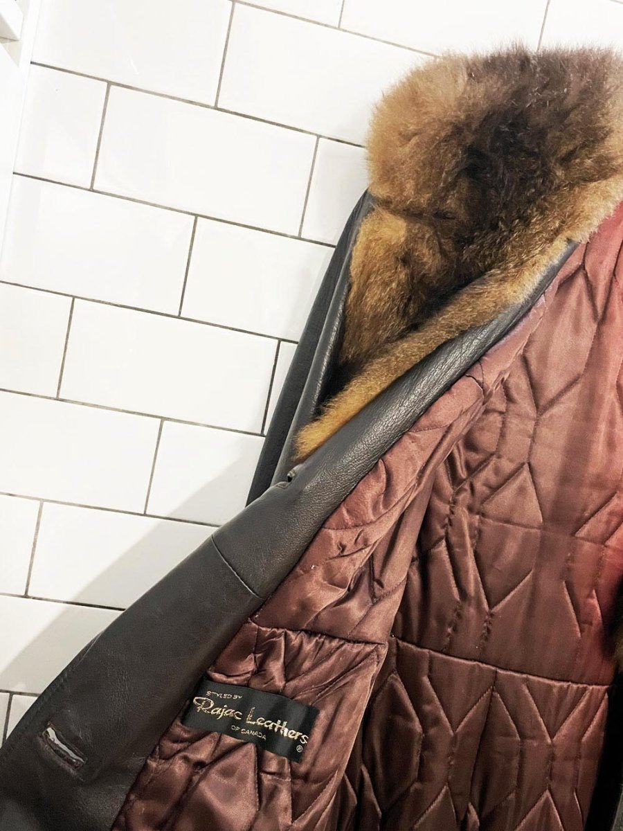 vintage 70s fur trim leather penny lane coat | rajac leathers - good market thrift store