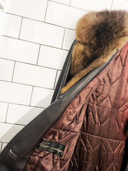 vintage 70s fur trim leather penny lane coat | rajac leathers - good market thrift store