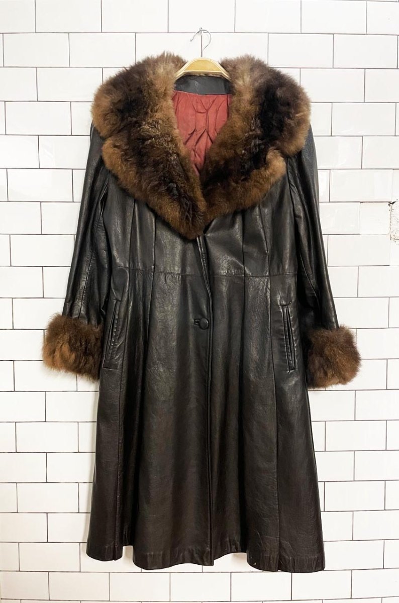 vintage 70s fur trim leather penny lane coat | rajac leathers - good market thrift store