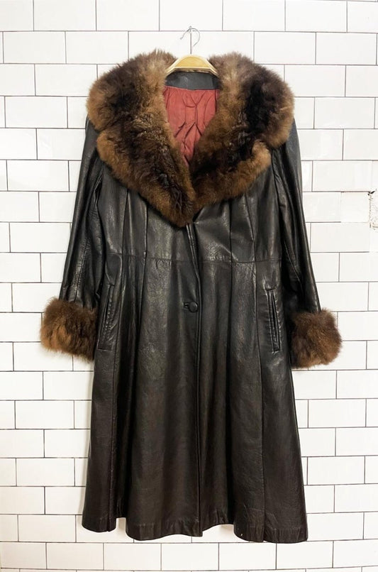 vintage 70s fur trim leather penny lane coat | rajac leathers - good market thrift store