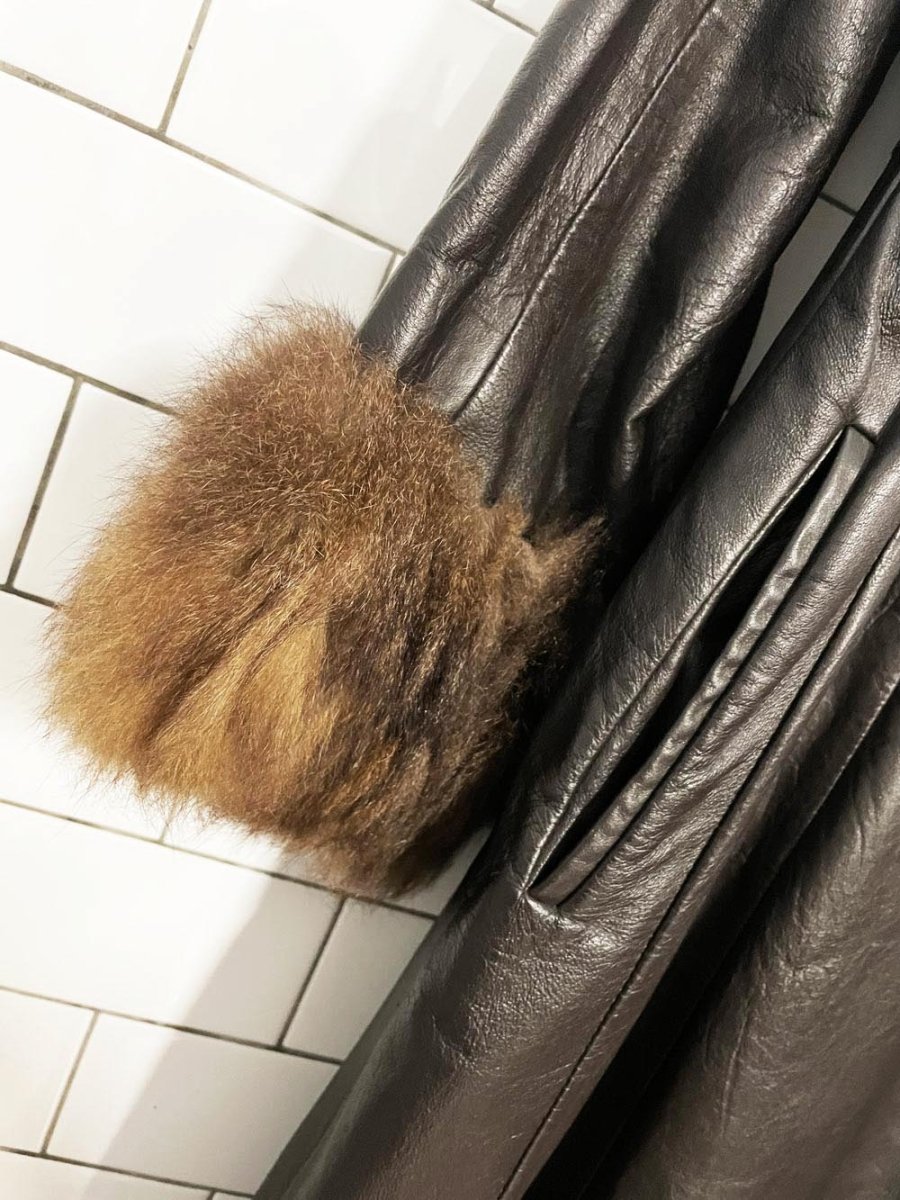 vintage 70s fur trim leather penny lane coat | rajac leathers - good market thrift store