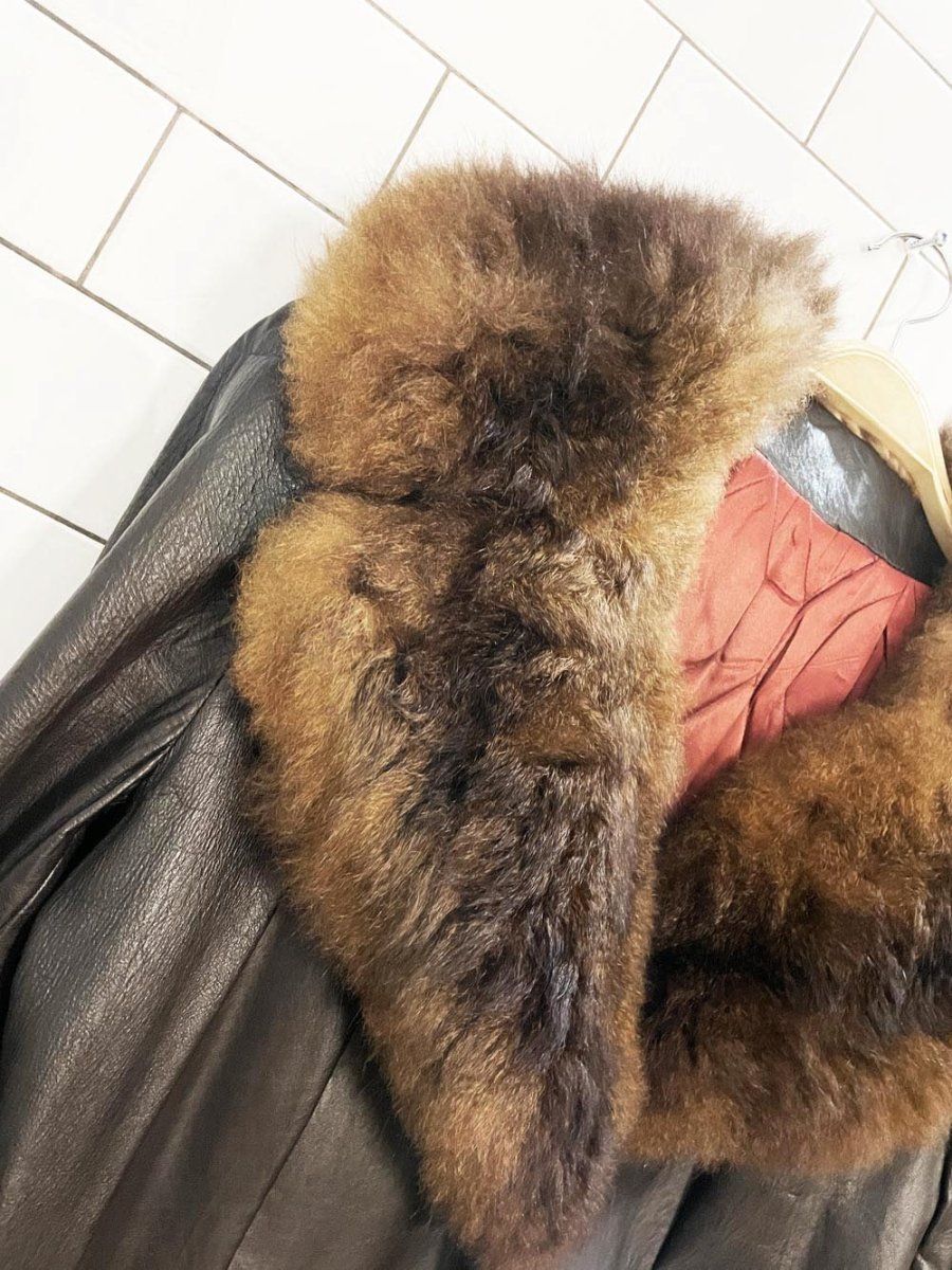 vintage 70s fur trim leather penny lane coat | rajac leathers - good market thrift store