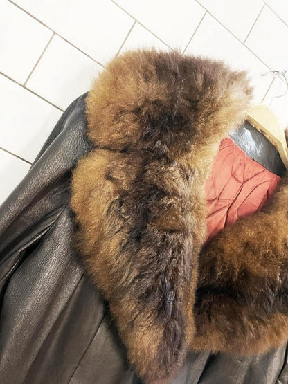 vintage 70s fur trim leather penny lane coat | rajac leathers - good market thrift store