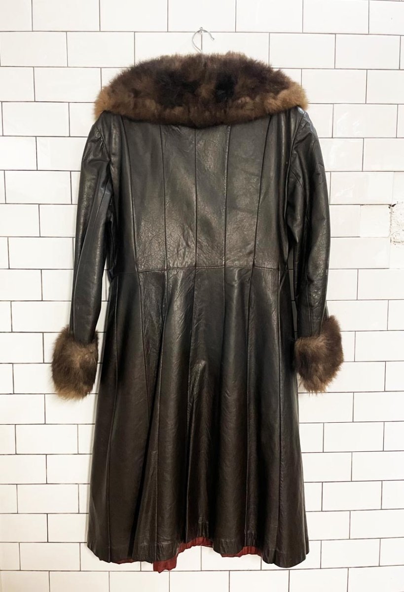 vintage 70s fur trim leather penny lane coat | rajac leathers - good market thrift store