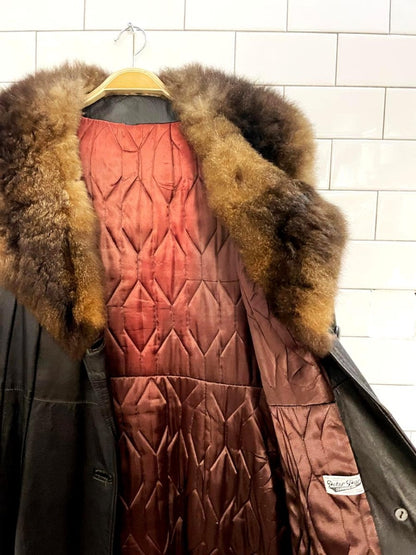 vintage 70s fur trim leather penny lane coat | rajac leathers - good market thrift store