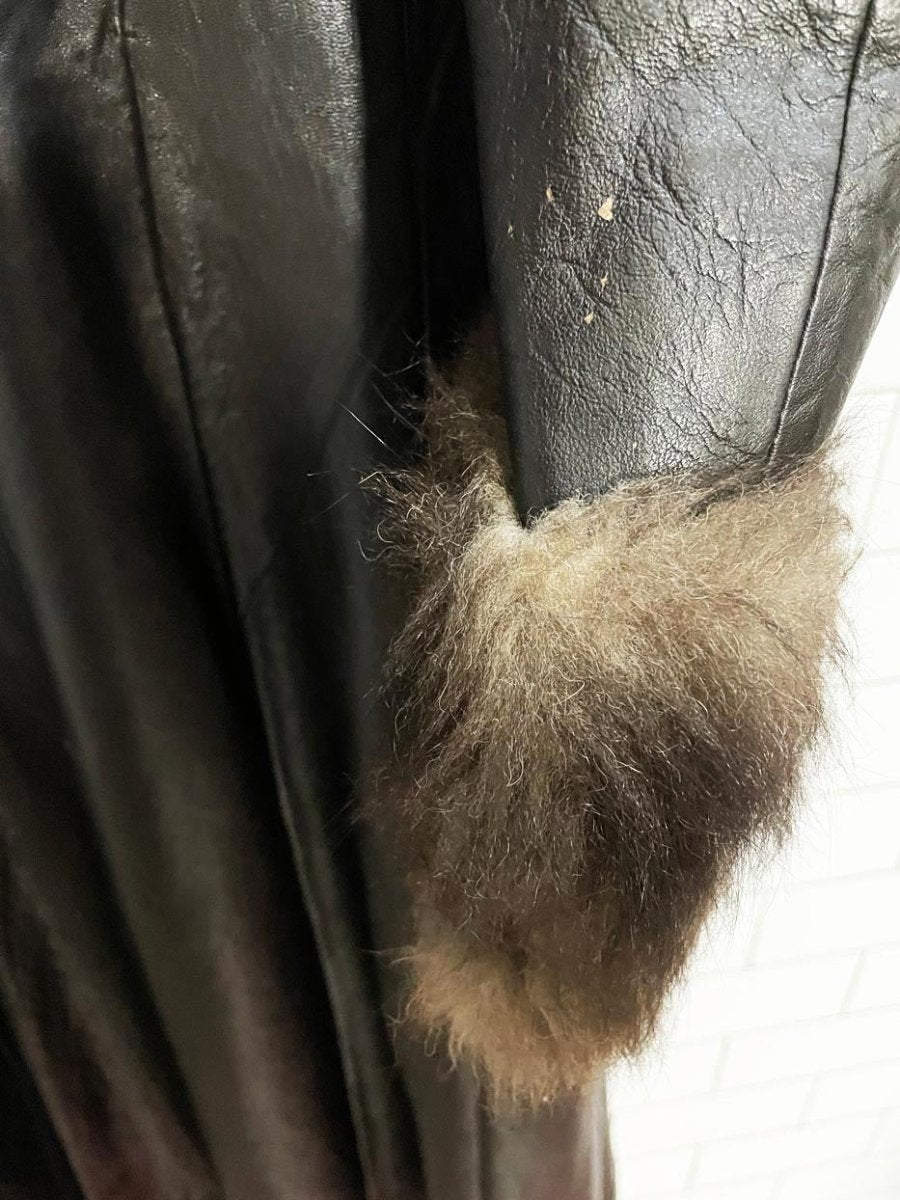vintage 70s fur trim leather penny lane coat | rajac leathers - good market thrift store