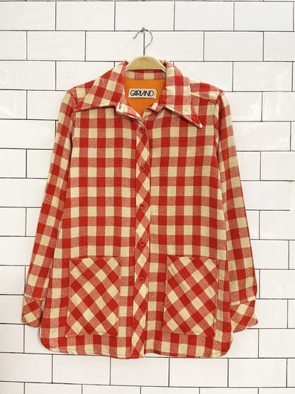 vintage 70s garland wool check shirt jacket | made in USA - good market thrift store