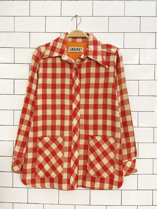 vintage 70s garland wool check shirt jacket | made in USA - good market thrift store