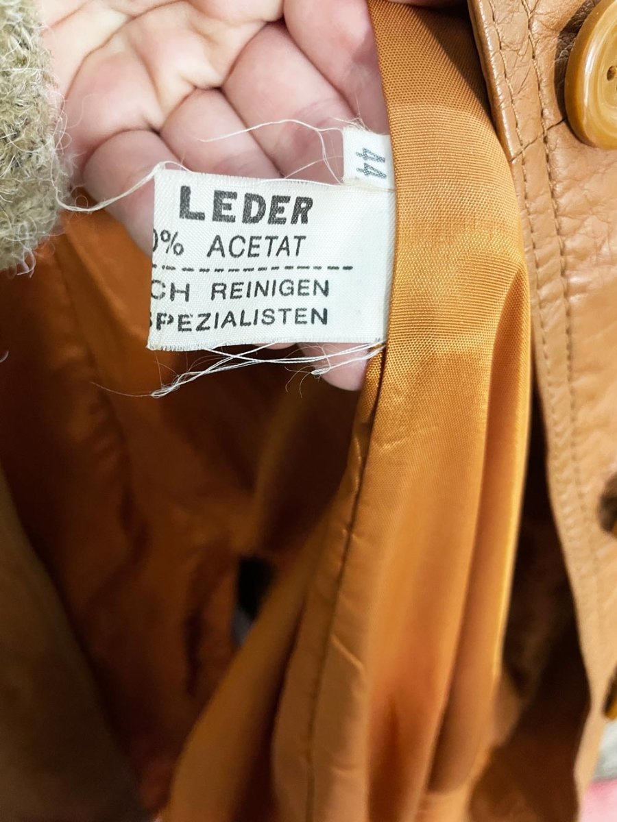 vintage 70s german leather classic belted trench coat - good market thrift store