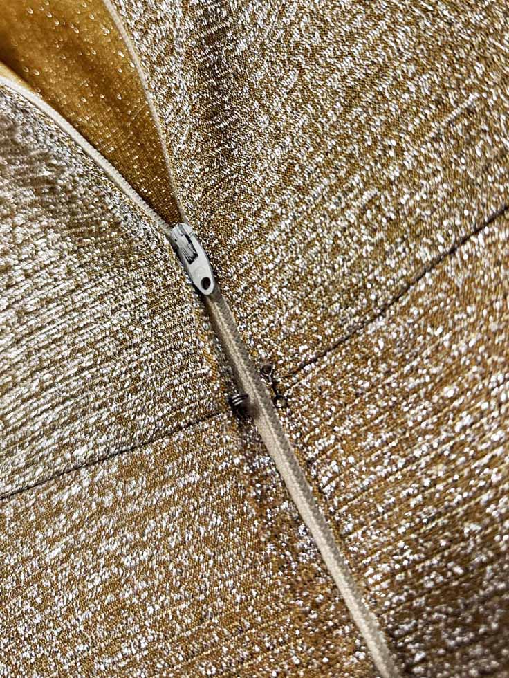 vintage 70s gold metallic knit gown | lightning zipper - good market thrift store
