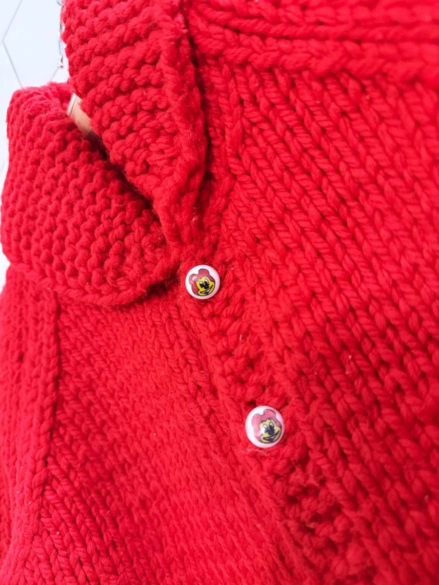 vintage 70s hand - knit snoopy kids cardigan - good market thrift store