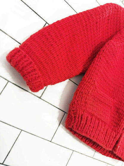 vintage 70s hand - knit snoopy kids cardigan - good market thrift store