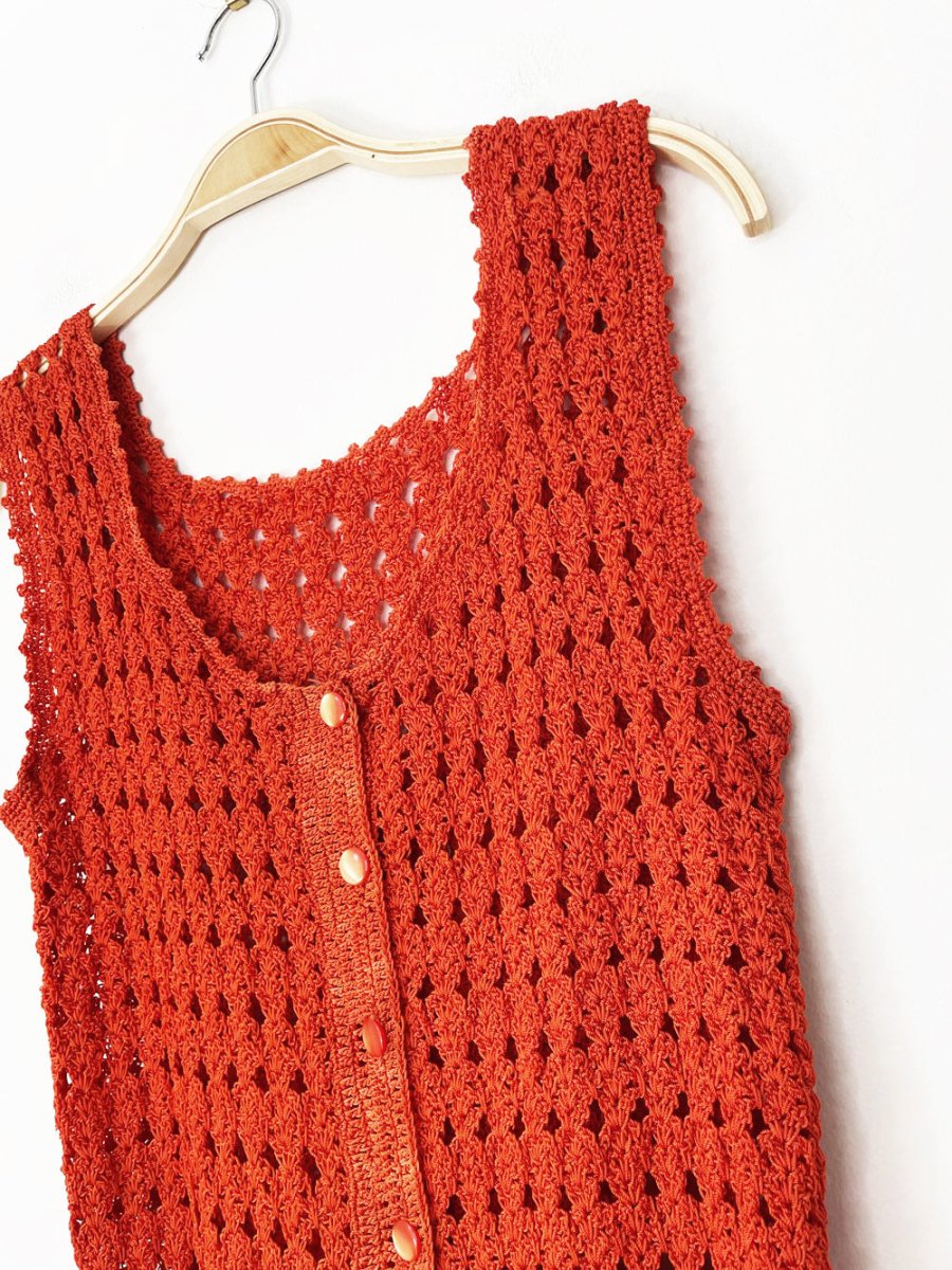 vintage 70s heavy crochet knit full button mini dress | cover up - good market thrift store