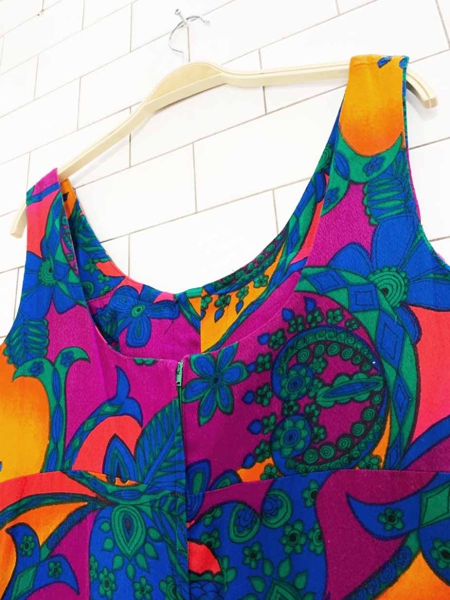 vintage 70s its apropos retro floral wide leg jumpsuit - good market thrift store