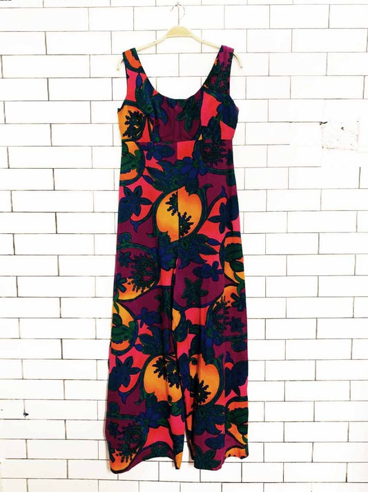 vintage 70s its apropos retro floral wide leg jumpsuit - good market thrift store
