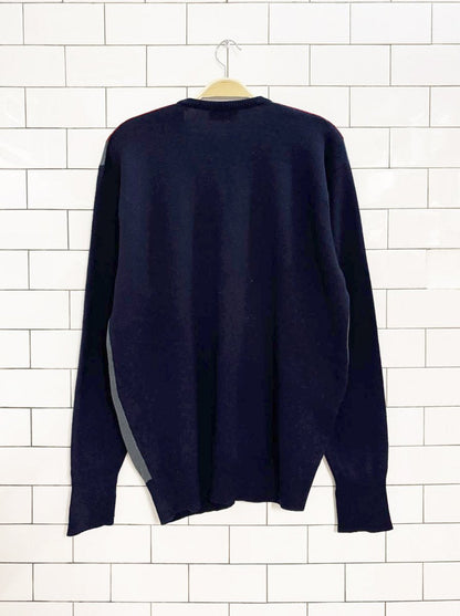 vintage 70s jaeger 100% wool knit v neck sweater | made in scotland - good market thrift store