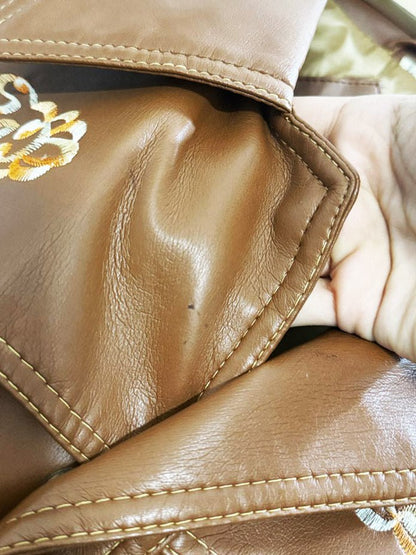 vintage 70s jcpenney boho western embroidered faux leather jacket - good market thrift store