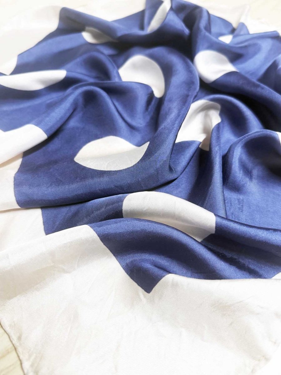 vintage 70s la dear polka dot poly satin scarf | hand - rolled edge - good market thrift store