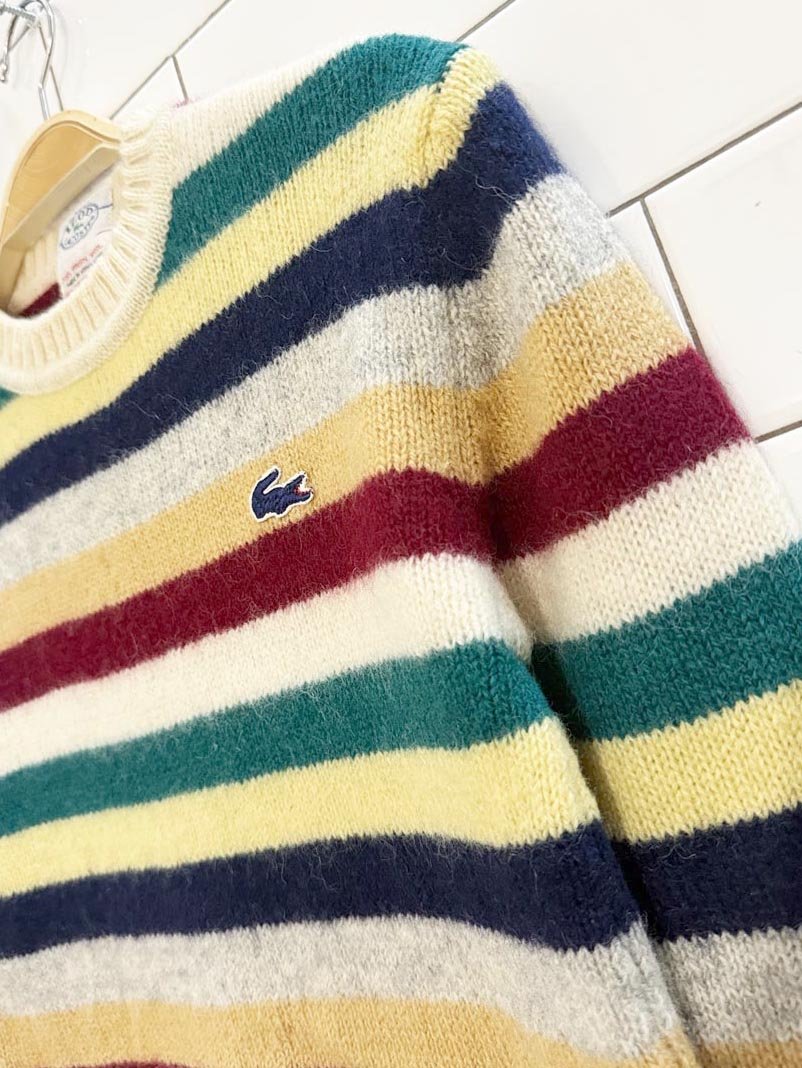 vintage 70s lacoste 100% wool striped knit sweater | izod - good market thrift store